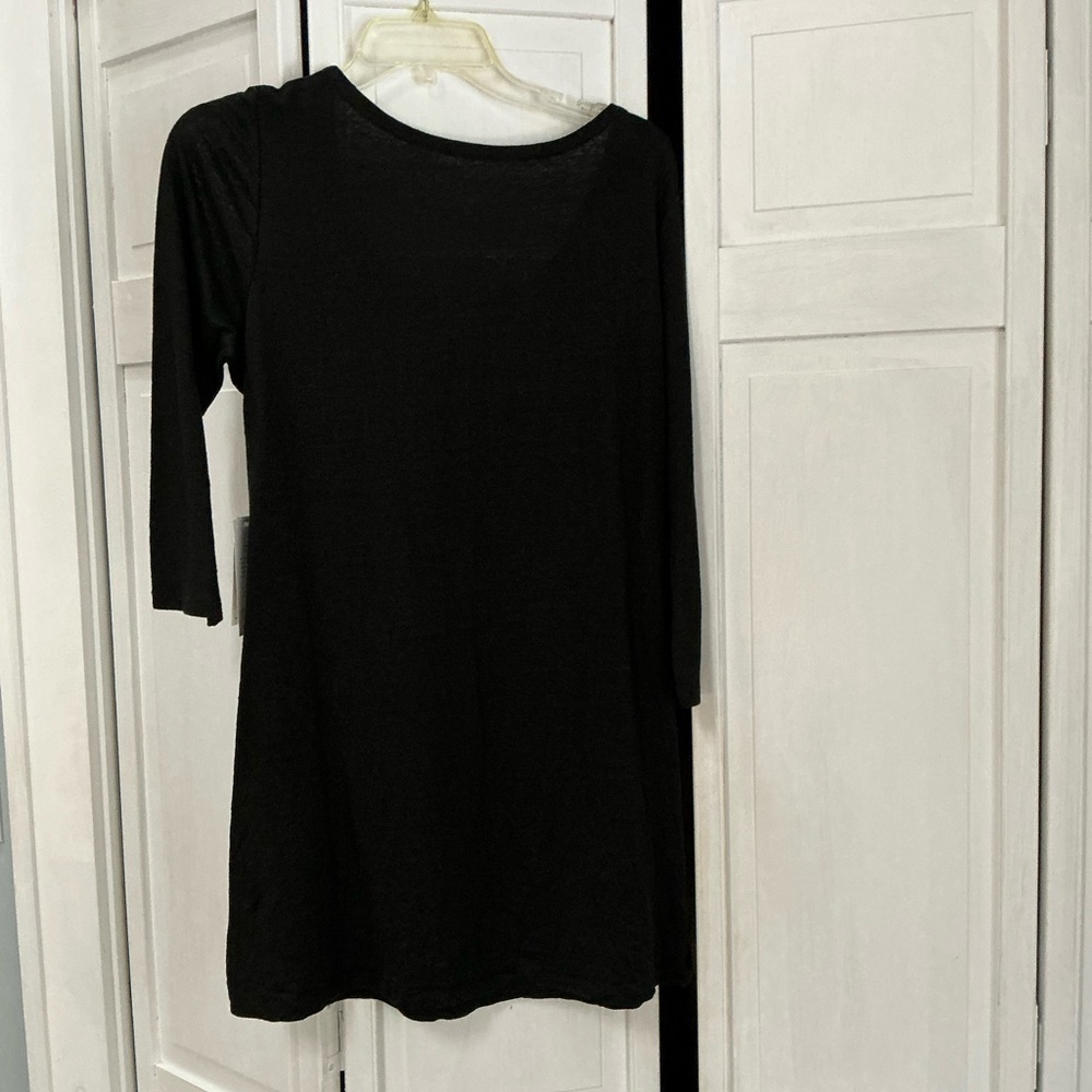 Eileen Fisher Black Long-Sleeve Scoop Neck Tunic - Picture 2 of 6